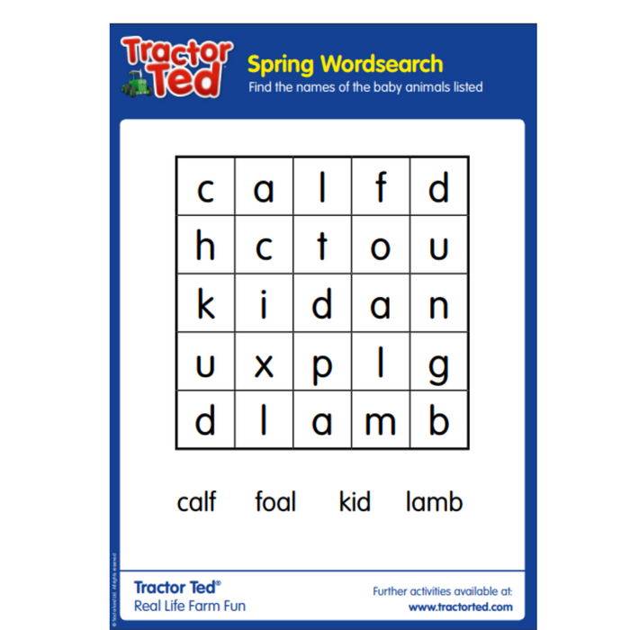 Tractor Ted Spring Wordsearch