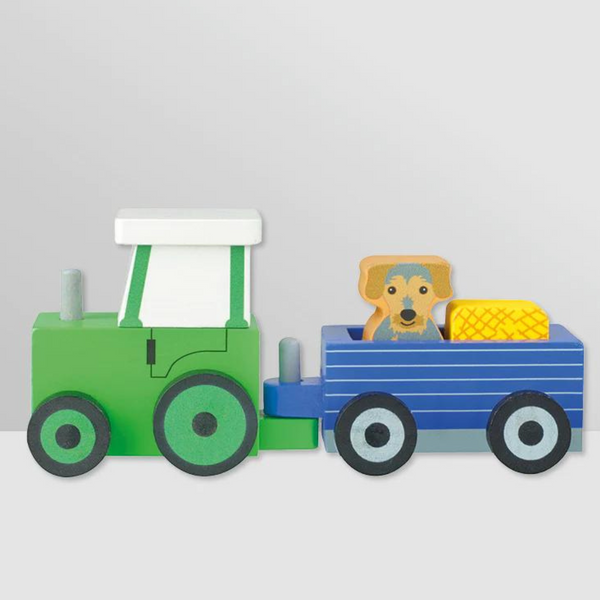Wooden Tractor Ted & Trailer