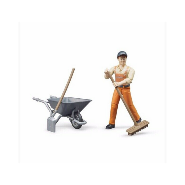 Bruder Worker with Wheelbarrow & Tools